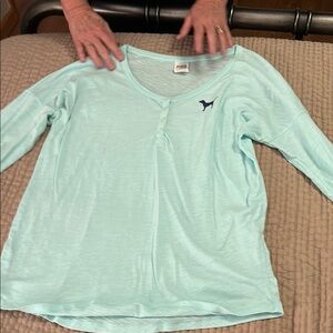 Victoria's Secret PINK Light Blue Long Sleeve Shirt
